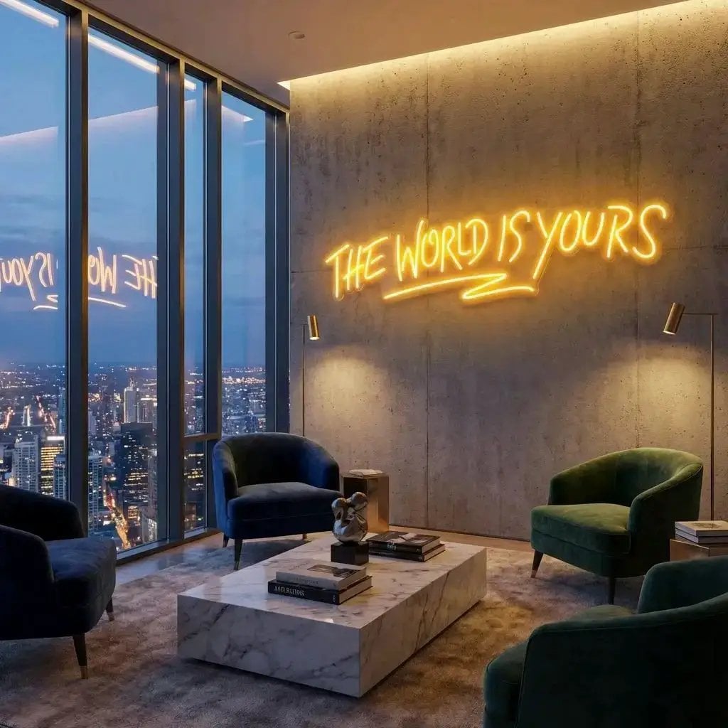 theworldisyoursorange-5 - Malcom Terry The World Is Yours Led Neon Sign Light - Upbeat Your Life by VN339