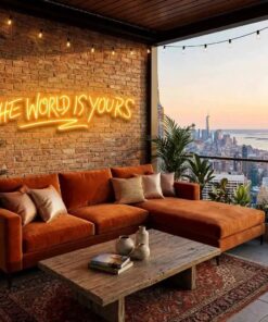 theworldisyoursorange-6 - Malcom Terry The World Is Yours Led Neon Sign Light - Upbeat Your Life by VN339