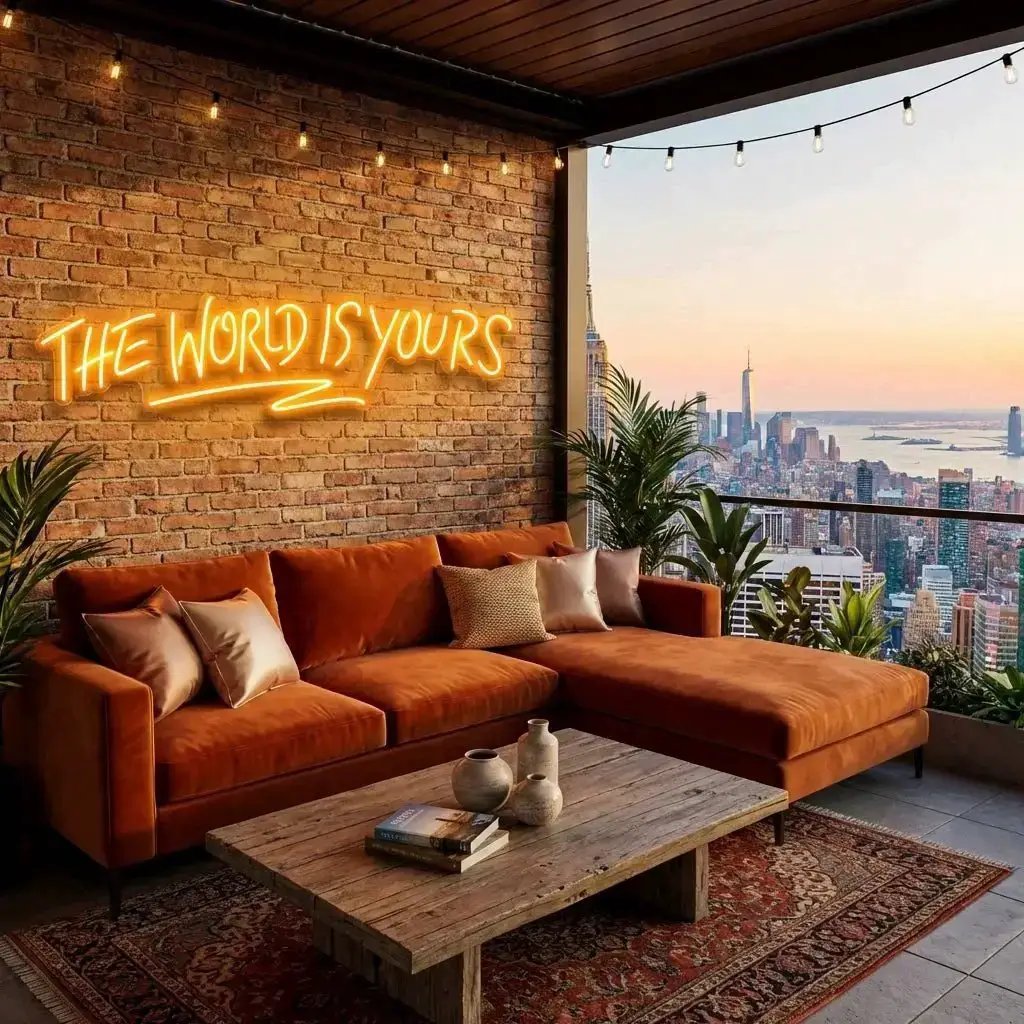 theworldisyoursorange-6 - Malcom Terry The World Is Yours Led Neon Sign Light - Upbeat Your Life by VN339