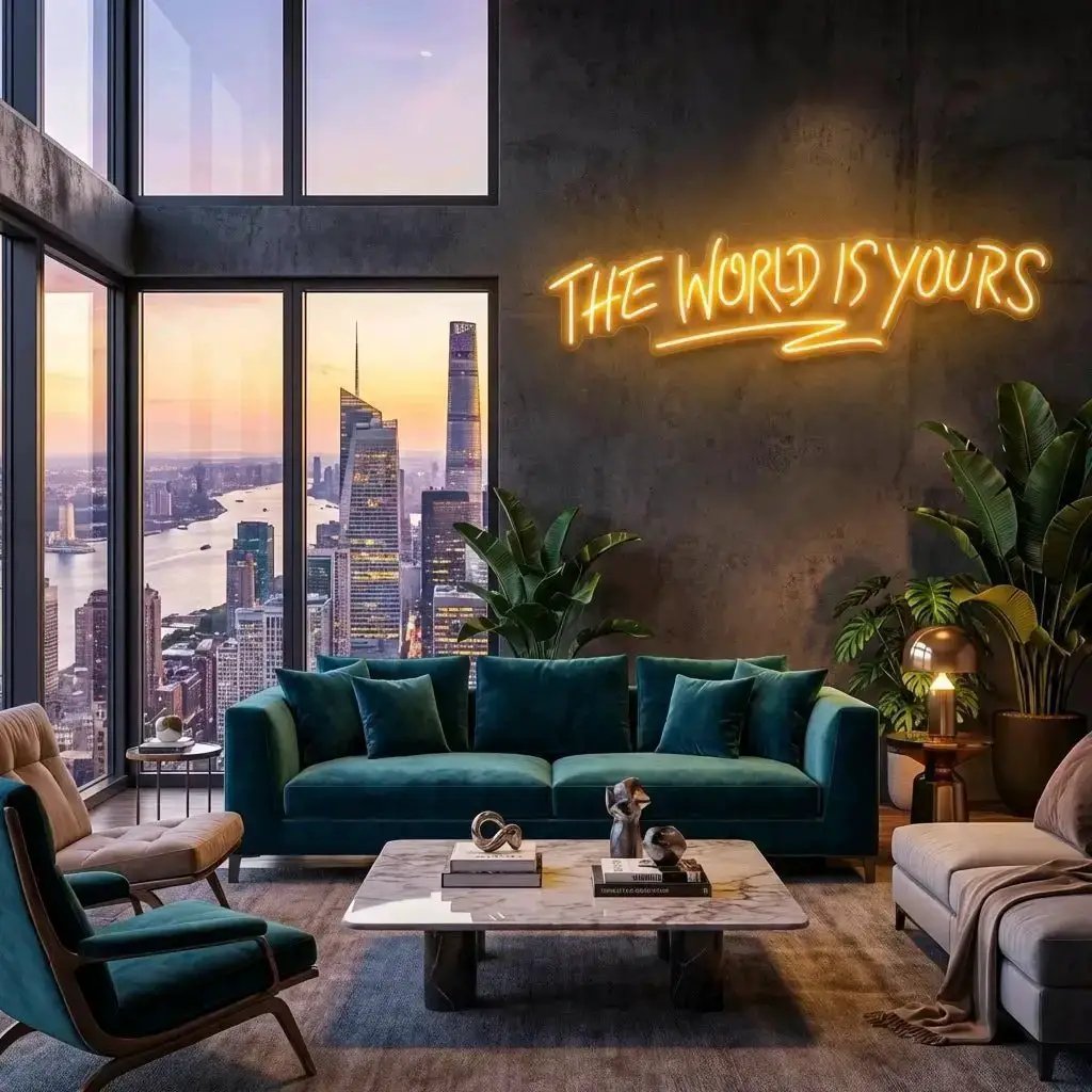 theworldisyoursorange_f177a150-8373-477c-a0a2-01633cbffac7 - Malcom Terry The World Is Yours Led Neon Sign Light - Upbeat Your Life by VN339