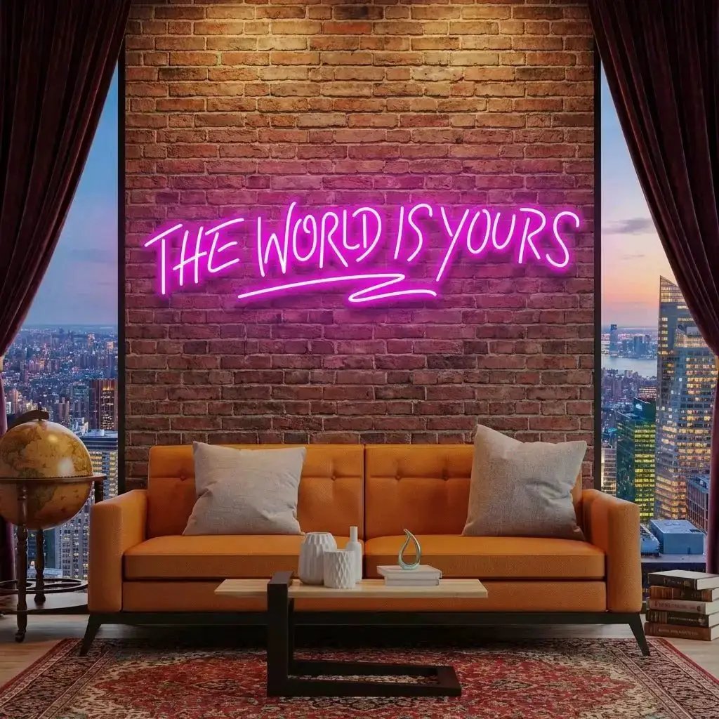 theworldisyourspink-1 - Malcom Terry The World Is Yours Led Neon Sign Light - Upbeat Your Life by VN339
