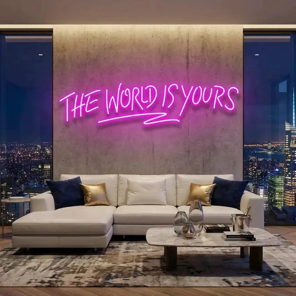 theworldisyourspink-2 - Malcom Terry The World Is Yours Led Neon Sign Light - Upbeat Your Life by VN339