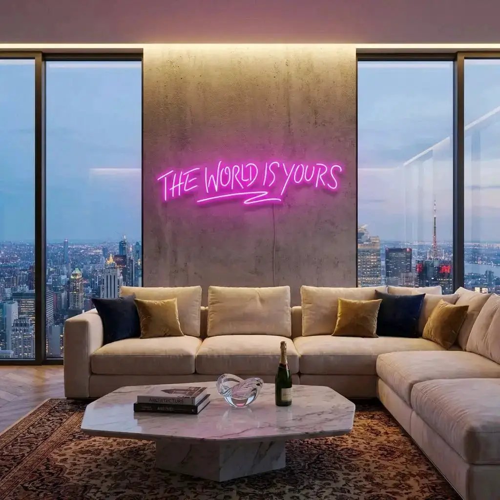 theworldisyourspink-3 - Malcom Terry The World Is Yours Led Neon Sign Light - Upbeat Your Life by VN339