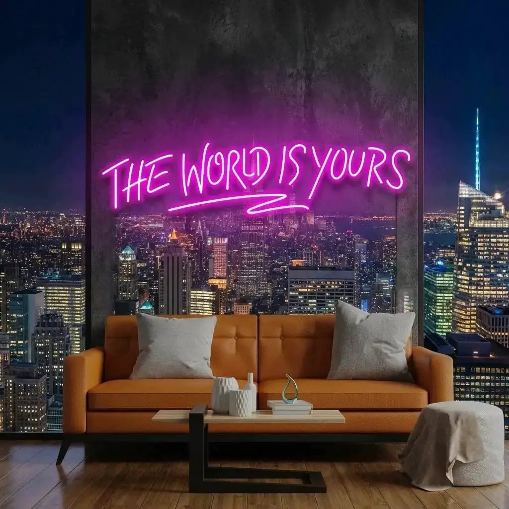 theworldisyourspink-4 - Malcom Terry The World Is Yours Led Neon Sign Light - Upbeat Your Life by VN339