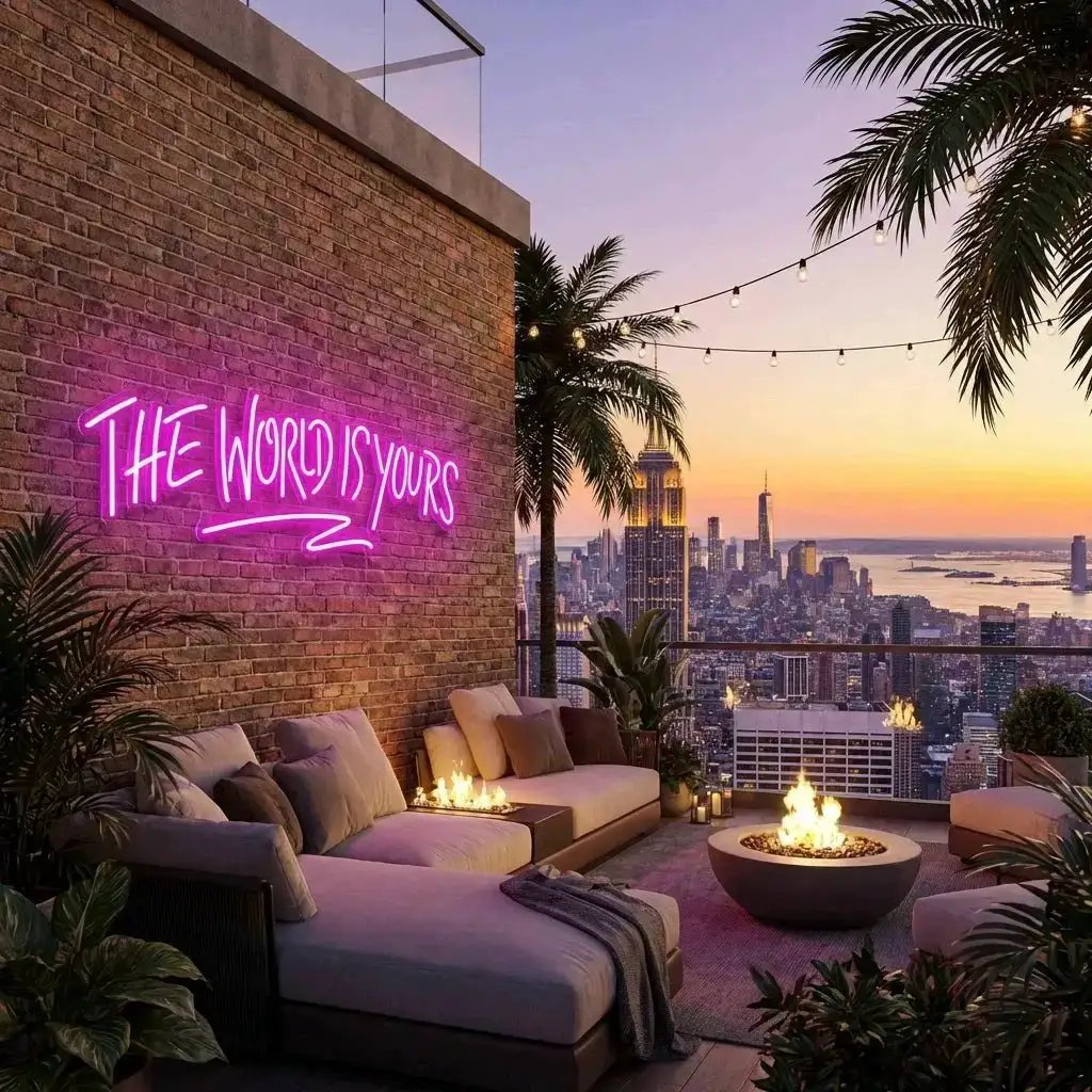 theworldisyourspink-5 - Malcom Terry The World Is Yours Led Neon Sign Light - Upbeat Your Life by VN339