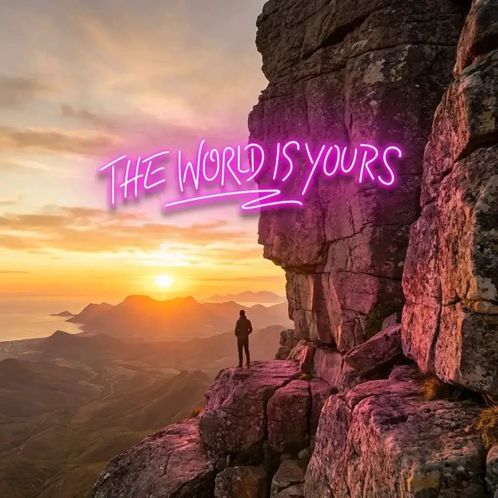 theworldisyourspink-6 - Malcom Terry The World Is Yours Led Neon Sign Light - Upbeat Your Life by VN339
