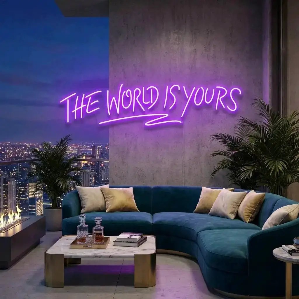 theworldisyourspurple-3_6c28a120-7511-4916-9e46-fcd9444f72f9 - Malcom Terry The World Is Yours Led Neon Sign Light - Upbeat Your Life by VN339