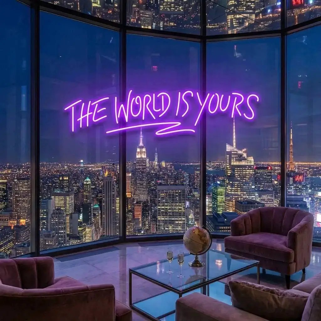 theworldisyourspurple-4 - Malcom Terry The World Is Yours Led Neon Sign Light - Upbeat Your Life by VN339