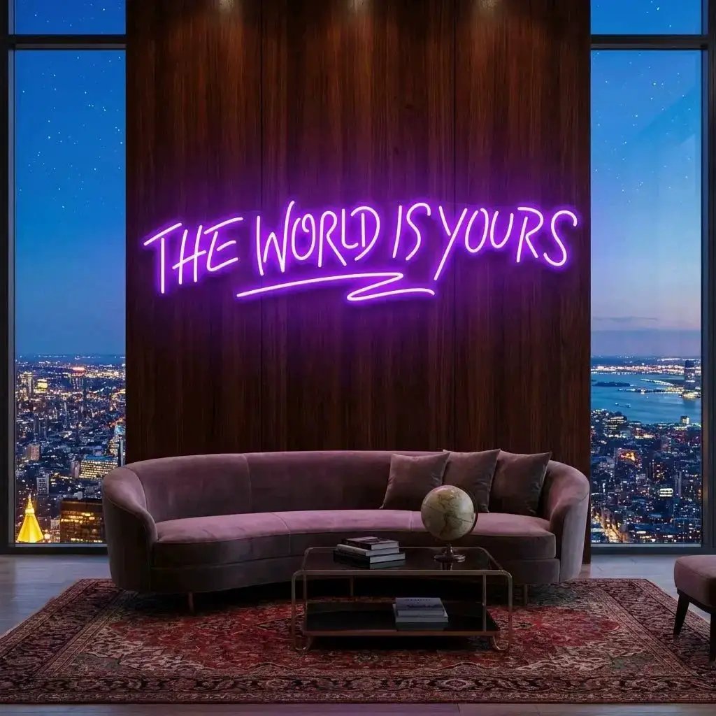 theworldisyourspurple-5 - Malcom Terry The World Is Yours Led Neon Sign Light - Upbeat Your Life by VN339