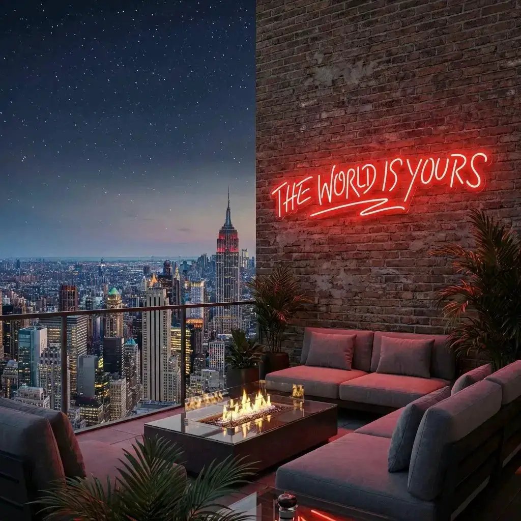 theworldisyoursred_d33d6738-6606-4797-8e76-42dff088f96e - Malcom Terry The World Is Yours Led Neon Sign Light - Upbeat Your Life by VN339