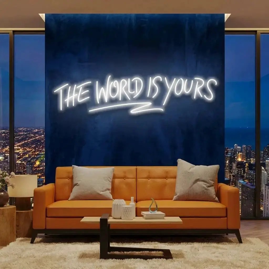 theworldisyourswhite-1 - Malcom Terry The World Is Yours Led Neon Sign Light - Upbeat Your Life by VN339