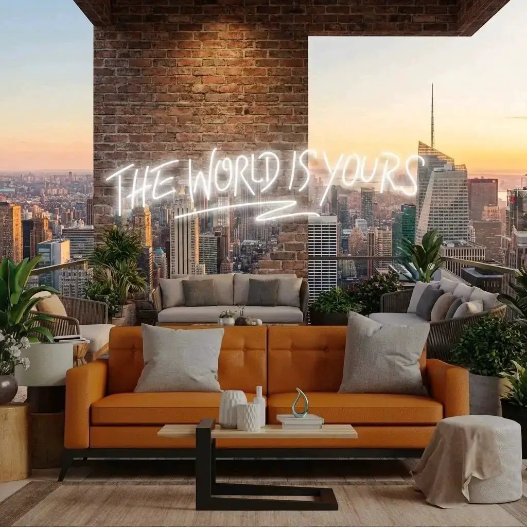 theworldisyourswhite-2 - Malcom Terry The World Is Yours Led Neon Sign Light - Upbeat Your Life by VN339