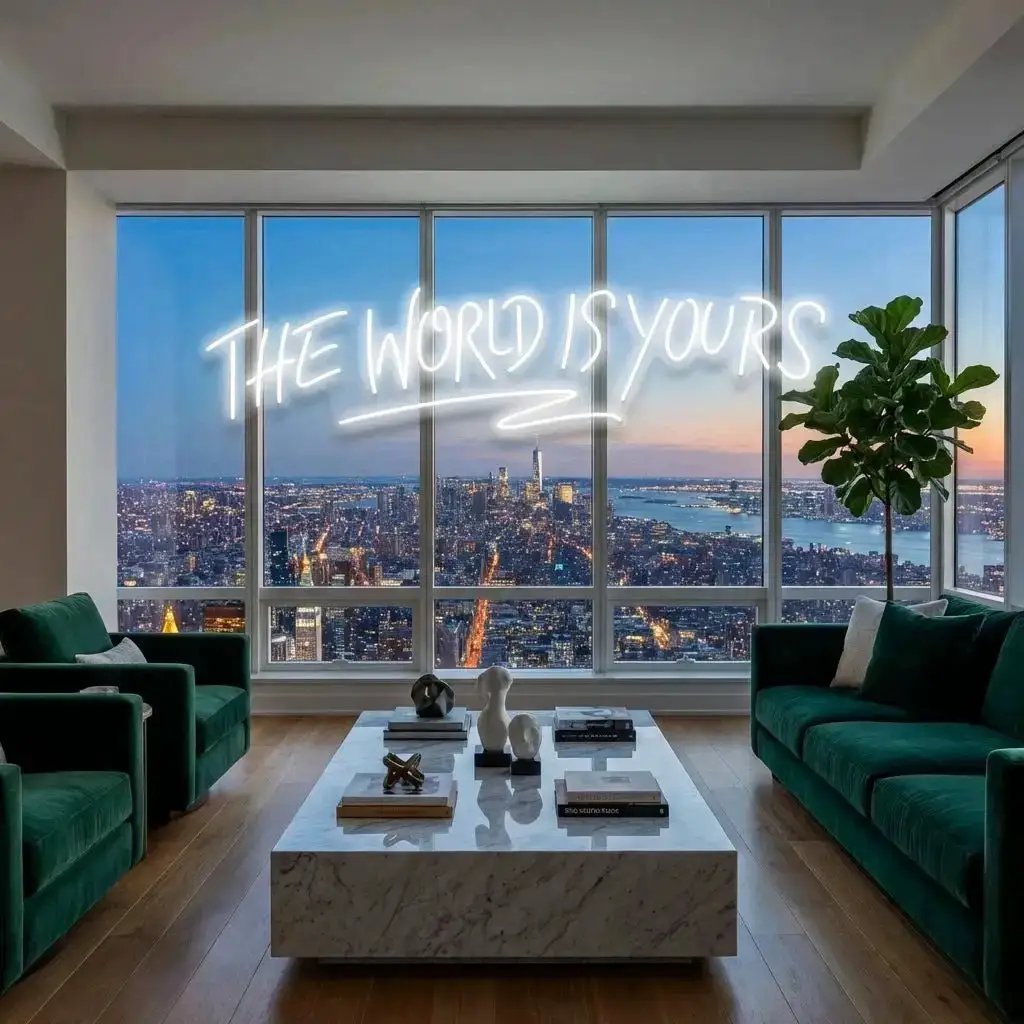 theworldisyourswhite-4 - Malcom Terry The World Is Yours Led Neon Sign Light - Upbeat Your Life by VN339