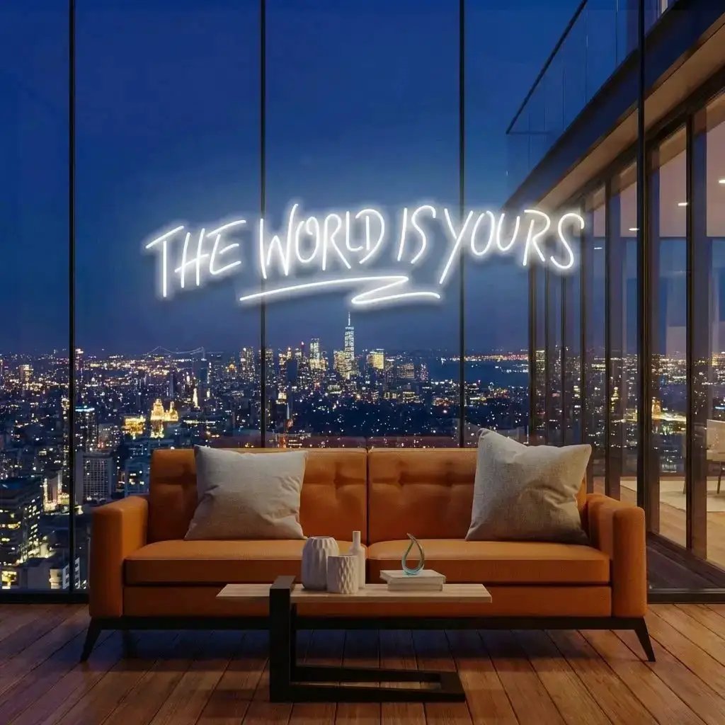 theworldisyourswhite-5_f5059ab5-c5bd-43ed-8b88-19c5dcae8c01 - Malcom Terry The World Is Yours Led Neon Sign Light - Upbeat Your Life by VN339