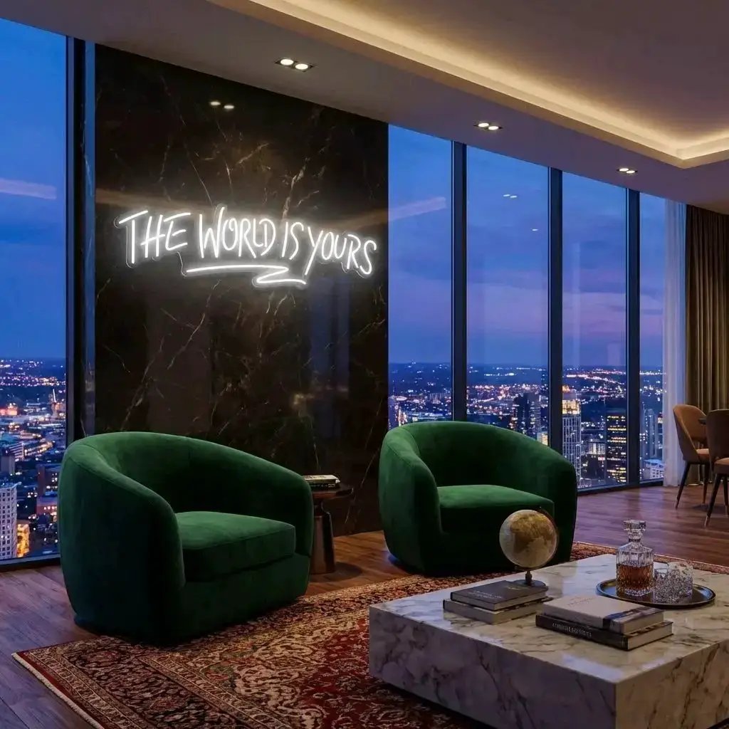 theworldisyourswhite-6 - Malcom Terry The World Is Yours Led Neon Sign Light - Upbeat Your Life by VN339