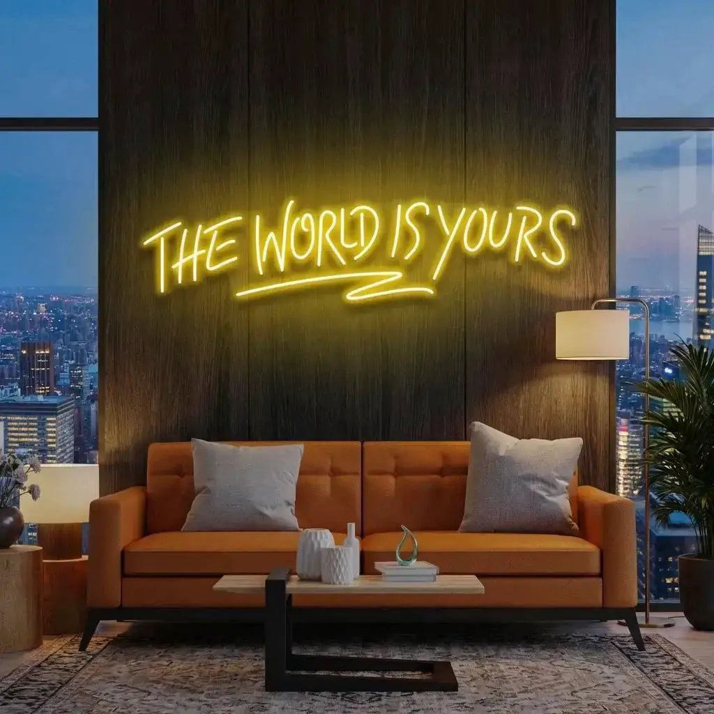theworldisyoursyellow-2 - Malcom Terry The World Is Yours Led Neon Sign Light - Upbeat Your Life by VN339