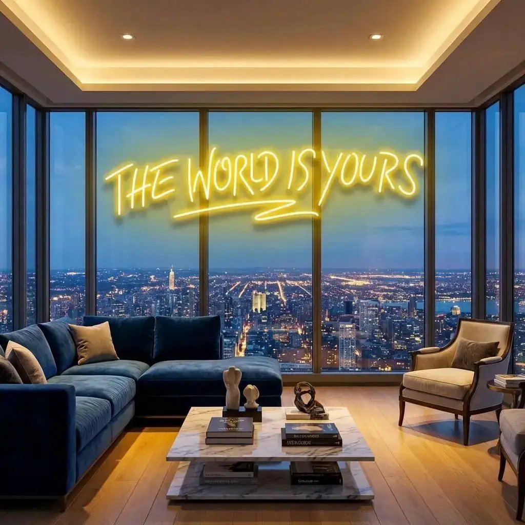 theworldisyoursyellow-3 - Malcom Terry The World Is Yours Led Neon Sign Light - Upbeat Your Life by VN339