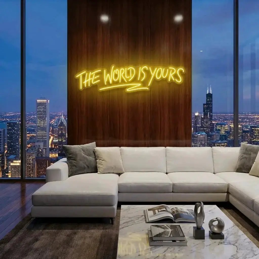 theworldisyoursyellow-4_c77c2733-526b-435b-bef6-c04073ee5772 - Malcom Terry The World Is Yours Led Neon Sign Light - Upbeat Your Life by VN339