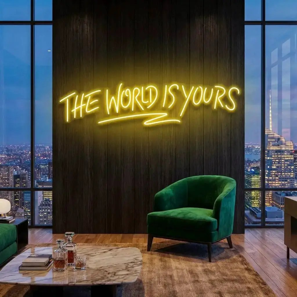 theworldisyoursyellow-5 - Malcom Terry The World Is Yours Led Neon Sign Light - Upbeat Your Life by VN339