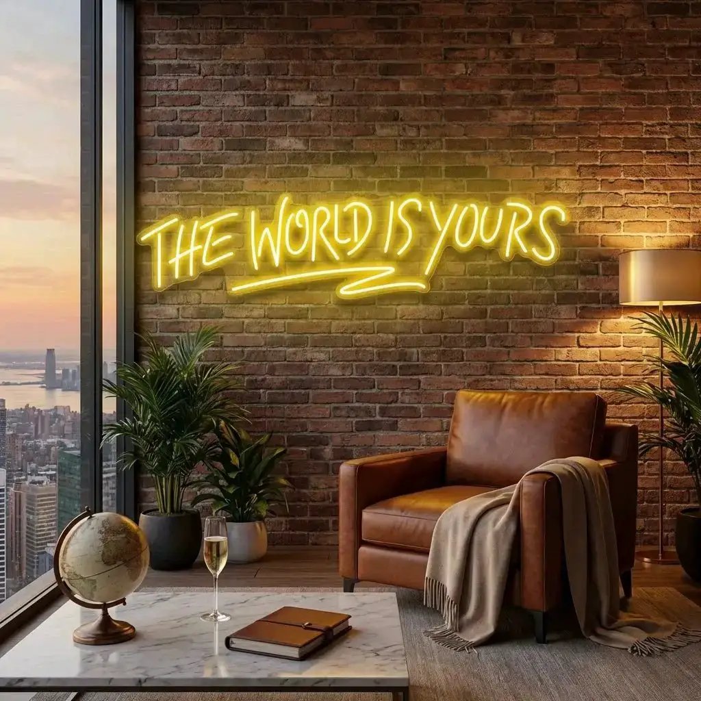 theworldisyoursyellow-6 - Malcom Terry The World Is Yours Led Neon Sign Light - Upbeat Your Life by VN339