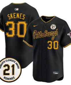 Paul Skenes Jersey #30 Pittsburgh Pirates Roberto Clemente Tribute Patch Vapor Premier Limited Stitched