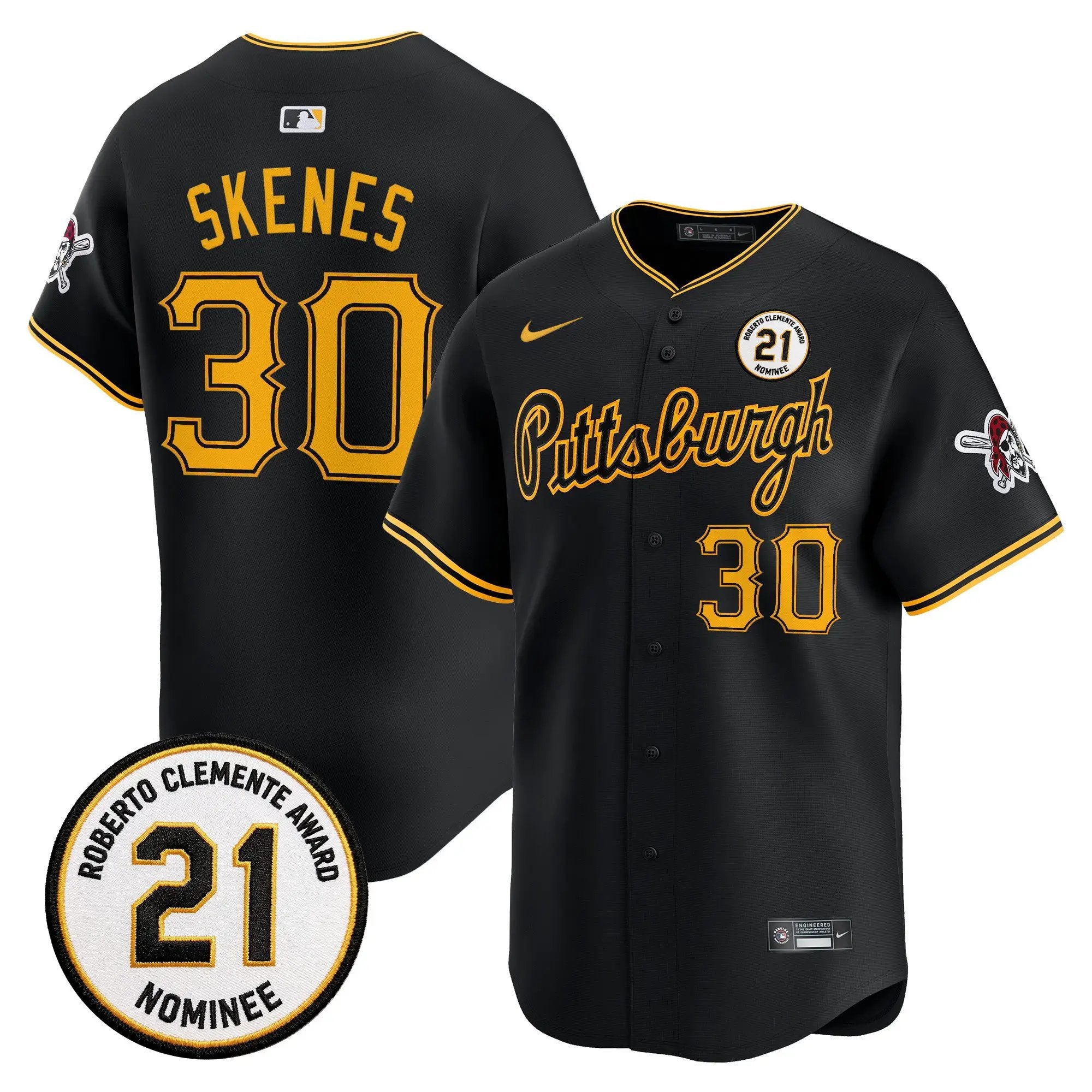 Paul Skenes Jersey #30 Pittsburgh Pirates Roberto Clemente Tribute Patch Vapor Premier Limited Stitched - Malcom Terry Paul Skenes Jersey #30 Pittsburgh Pirates Roberto Clemente Tribute Patch Vapor Premier Limited Stitched