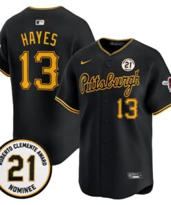 Ke'Bryan Hayes Jersey #13 Pittsburgh Pirates Roberto Clemente Tribute Patch Vapor Premier Limited Stitched
