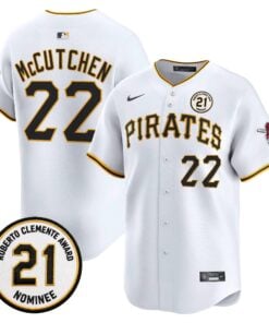 Andrew McCutchen Jersey #22 Pittsburgh Pirates Roberto Clemente Tribute Patch Vapor Premier Limited Stitched