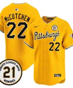 Andrew McCutchen Jersey #22 Pittsburgh Pirates Roberto Clemente Tribute Patch Vapor Premier Limited Stitched