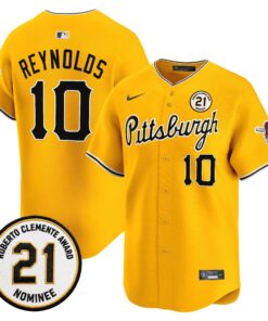 Bryan Reynolds Jersey #10 Pittsburgh Pirates Roberto Clemente Tribute Patch Vapor Premier Limited Stitched