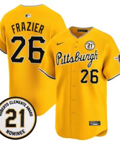 Adam Frazier Jersey #26 Pittsburgh Pirates Roberto Clemente Tribute Patch Vapor Premier Limited Stitched