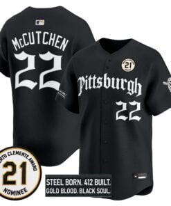 Andrew McCutchen Jersey #22 Pittsburgh Pirates Roberto Clemente Tribute Patch Vapor Premier Limited Stitched