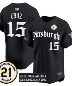 Oneil Cruz Jersey #15 Pittsburgh Pirates Roberto Clemente Tribute Patch Vapor Premier Limited Stitched