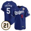 Freddie Freeman Jersey #5 Los Angeles Dodgers Roberto Clemente Tribute Patch Vapor Premier Limited Stitched