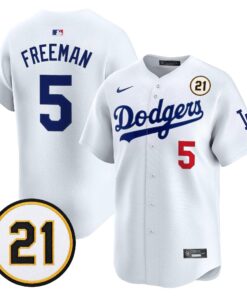 Freddie Freeman Jersey #5 Los Angeles Dodgers Roberto Clemente Tribute Patch Vapor Premier Limited Stitched