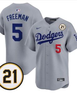 Freddie Freeman Jersey #5 Los Angeles Dodgers Roberto Clemente Tribute Patch Vapor Premier Limited Stitched
