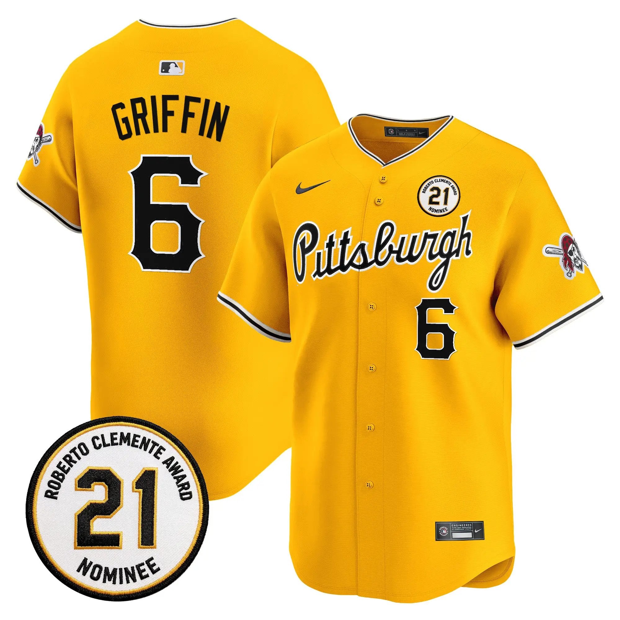 konnor-griffin-jersey-6-pittsburgh-pirates-roberto-clemente-tribute-patch-vapor-premier-limited-stitched-03 - Malcom Terry Konnor Griffin Jersey #6 Pittsburgh Pirates Roberto Clemente Tribute Patch Vapor Premier Limited Stitched