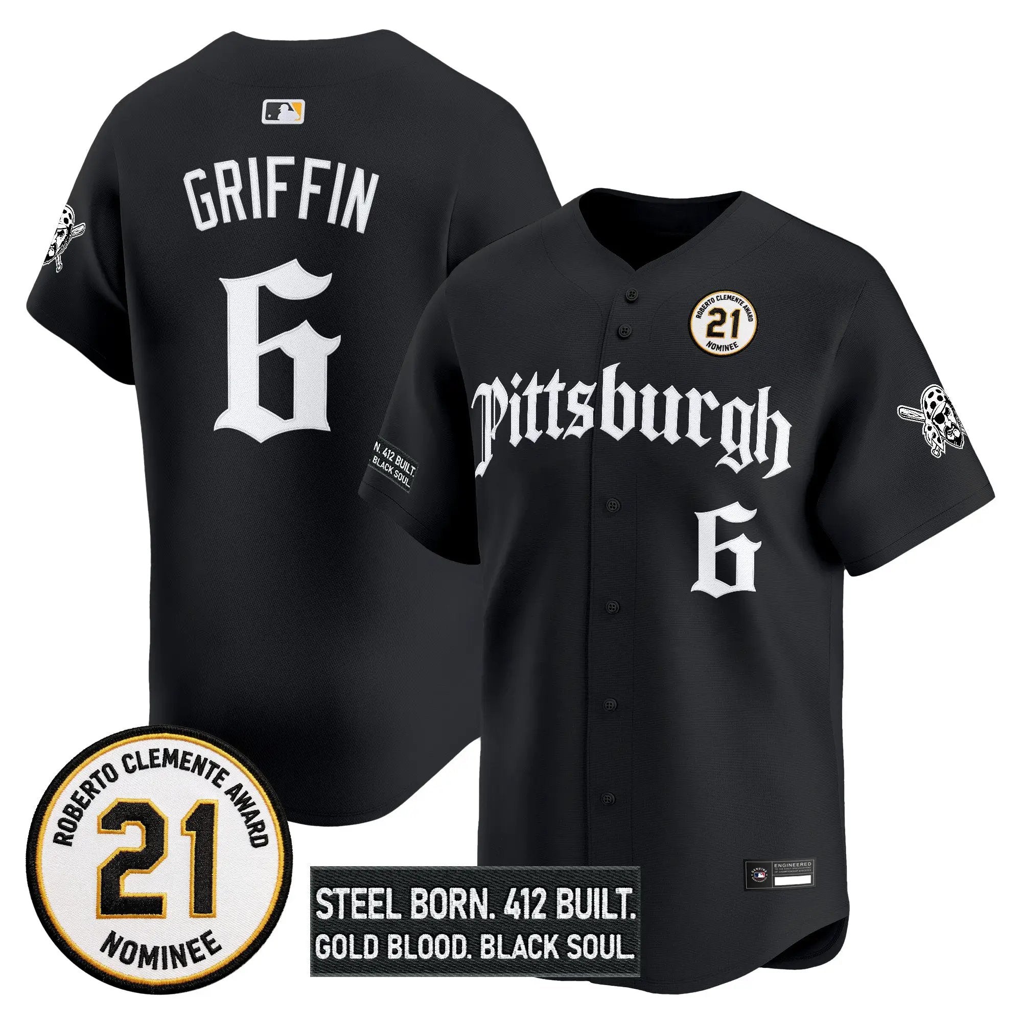 konnor-griffin-jersey-6-pittsburgh-pirates-roberto-clemente-tribute-patch-vapor-premier-limited-stitched-04 - Malcom Terry Konnor Griffin Jersey #6 Pittsburgh Pirates Roberto Clemente Tribute Patch Vapor Premier Limited Stitched
