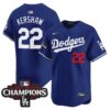 Clayton Kershaw Jersey #22 Los Angeles Dodgers NL West Division Champions Patch Vapor Premier Limited Stitched