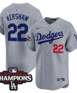 Clayton Kershaw Jersey #22 Los Angeles Dodgers NL West Division Champions Patch Vapor Premier Limited Stitched