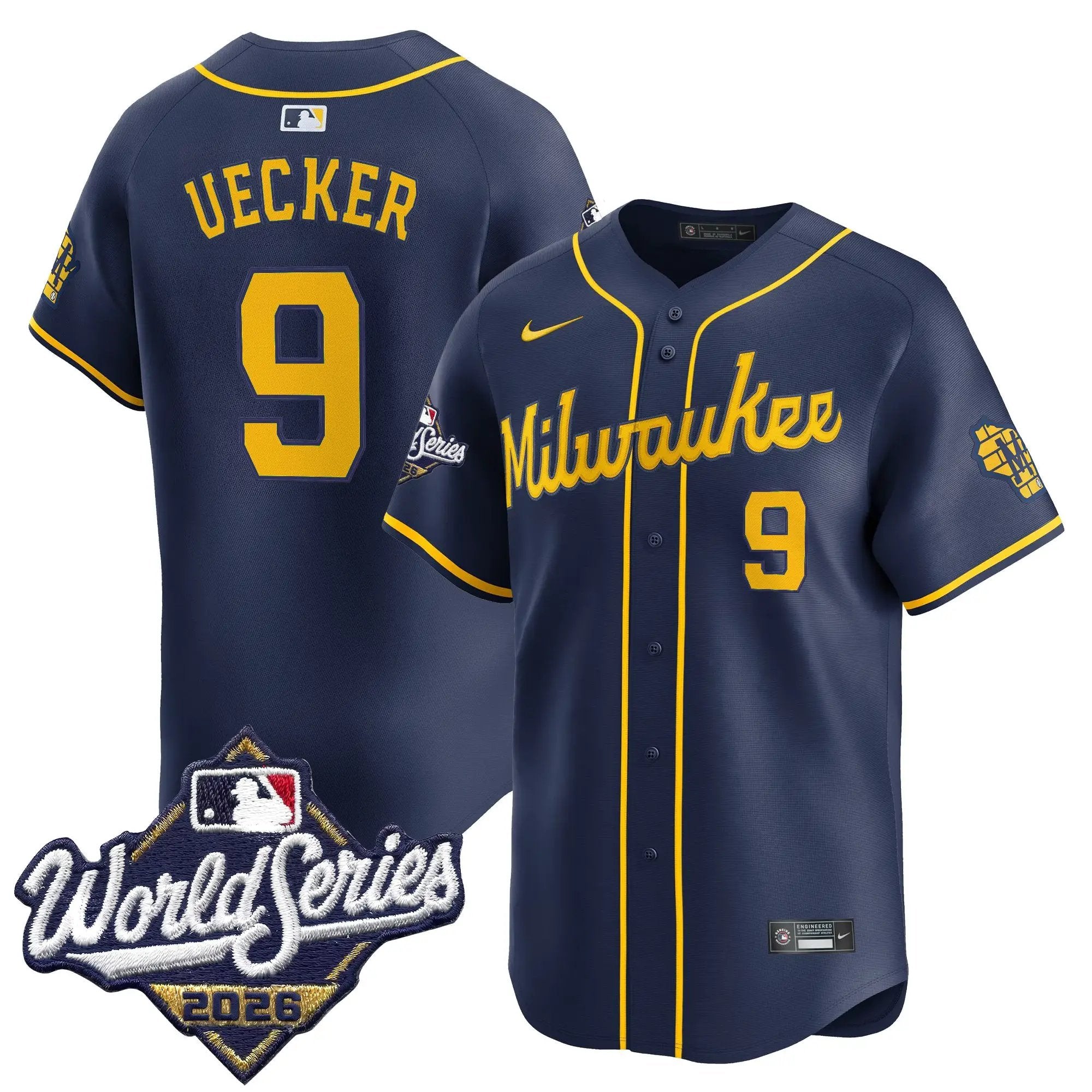 bob-uecker-jersey-9-milwaukee-brewers-2026-world-series-vapor-premier-limited-stitched-02 - Malcom Terry Bob Uecker Jersey #9 Milwaukee Brewers 2026 World Series Vapor Premier Limited Stitched