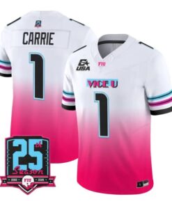 AnthonyCarrieJersey_1FloridaInternationalPanthers2026PinkViceStitched - Malcom Terry Anthony Carrie Jersey #1 Florida International Panthers 2026 Pink Vice Stitched by My Store NCAA Football Jerseys