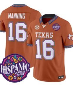 Arch Manning Jersey #16 Texas Longhorns 2026 Latino Heritage Stitched by My Store NCAA Football Jerseys