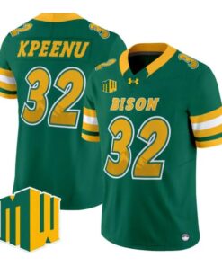 Barry Kpeenu Jersey #32 North Dakota State Bison 2026 Code Green Vapor Stitched by My Store NCAA Football Jerseys