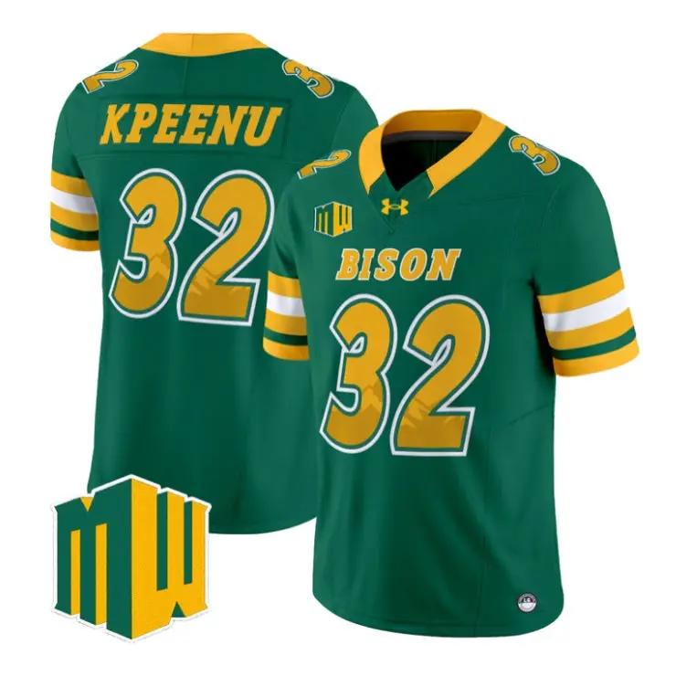 Barry Kpeenu Jersey #32 North Dakota State Bison 2026 Code Green Vapor Stitched by My Store NCAA Football Jerseys