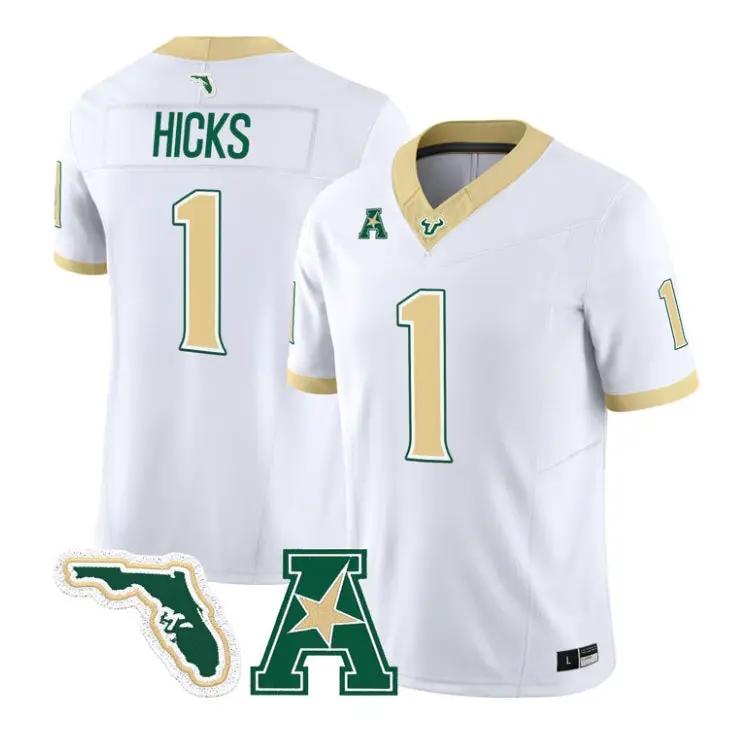 C.J. Hicks Jersey #1 South Florida Bulls 2026 The Gold Standard Vapor Stitched by My Store NCAA Football Jerseys