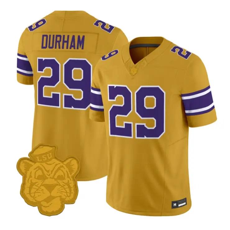 CadenDurhamJersey_29LSUTigers2026GridironGoldThrowbackVaporStitched - Malcom Terry Caden Durham Jersey #29 LSU Tigers 2026 Gridiron Gold Throwback Vapor Stitched by My Store NCAA Football Jerseys