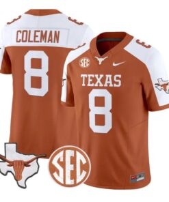 Cam Coleman Jersey #8 Texas Longhorns 2026 Football Vapor Stitched by My Store NCAA Football Jerseys