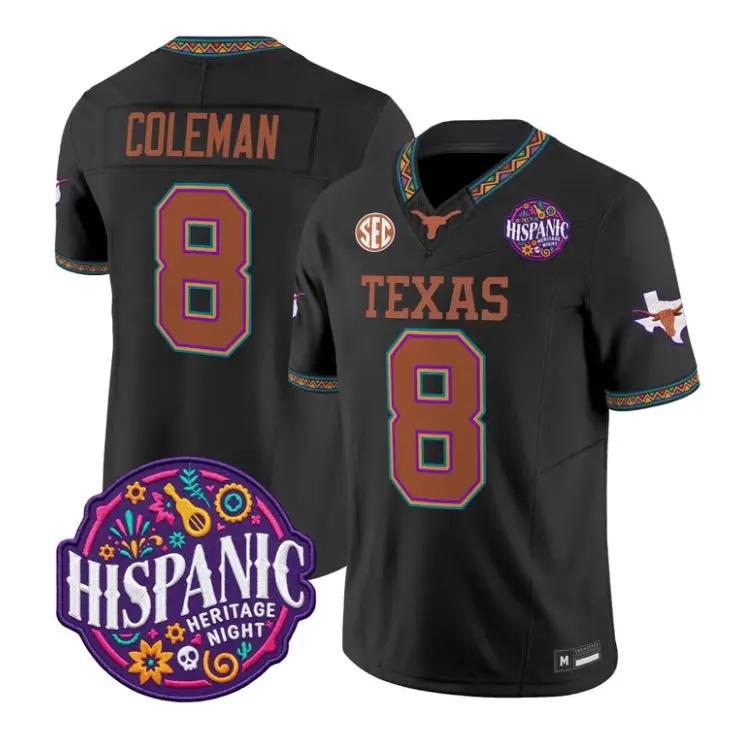 Cam Coleman Jersey #8 Texas Longhorns 2026 Latino Heritage All Stitched by My Store NCAA Football Jerseys