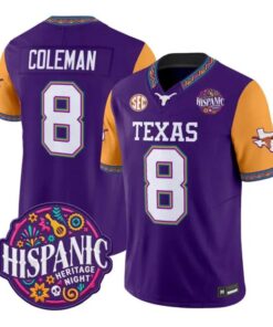 Cam Coleman Jersey #8 Texas Longhorns 2026 Latino Heritage All Stitched by My Store NCAA Football Jerseys